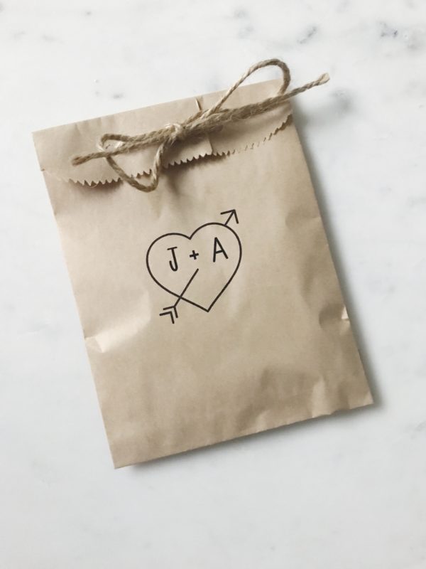 Arrow Heart Wedding Favor Bags