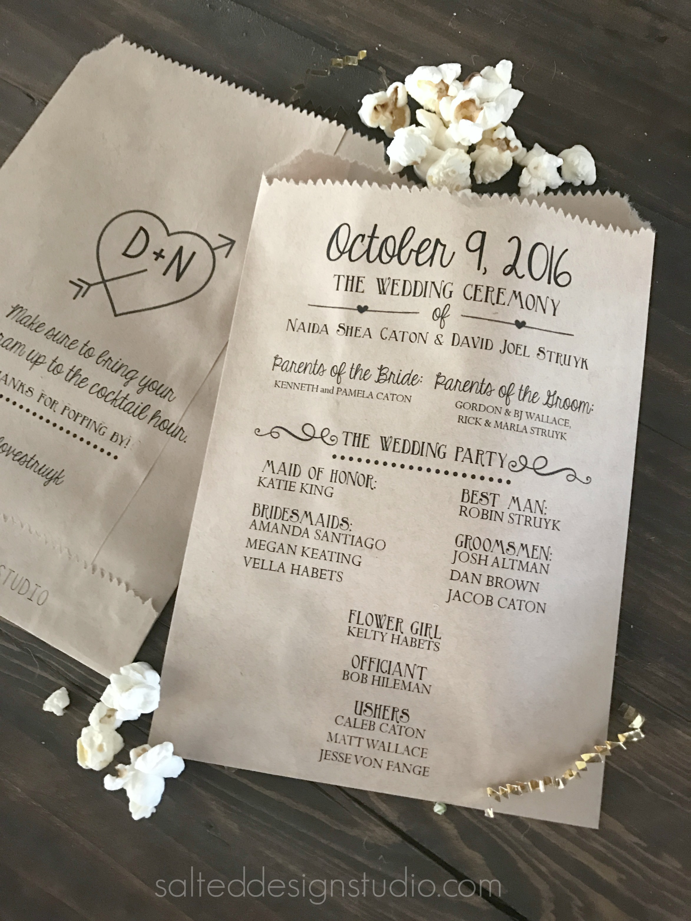 Announcement Wedding Program Bags - SALTED Design Studio