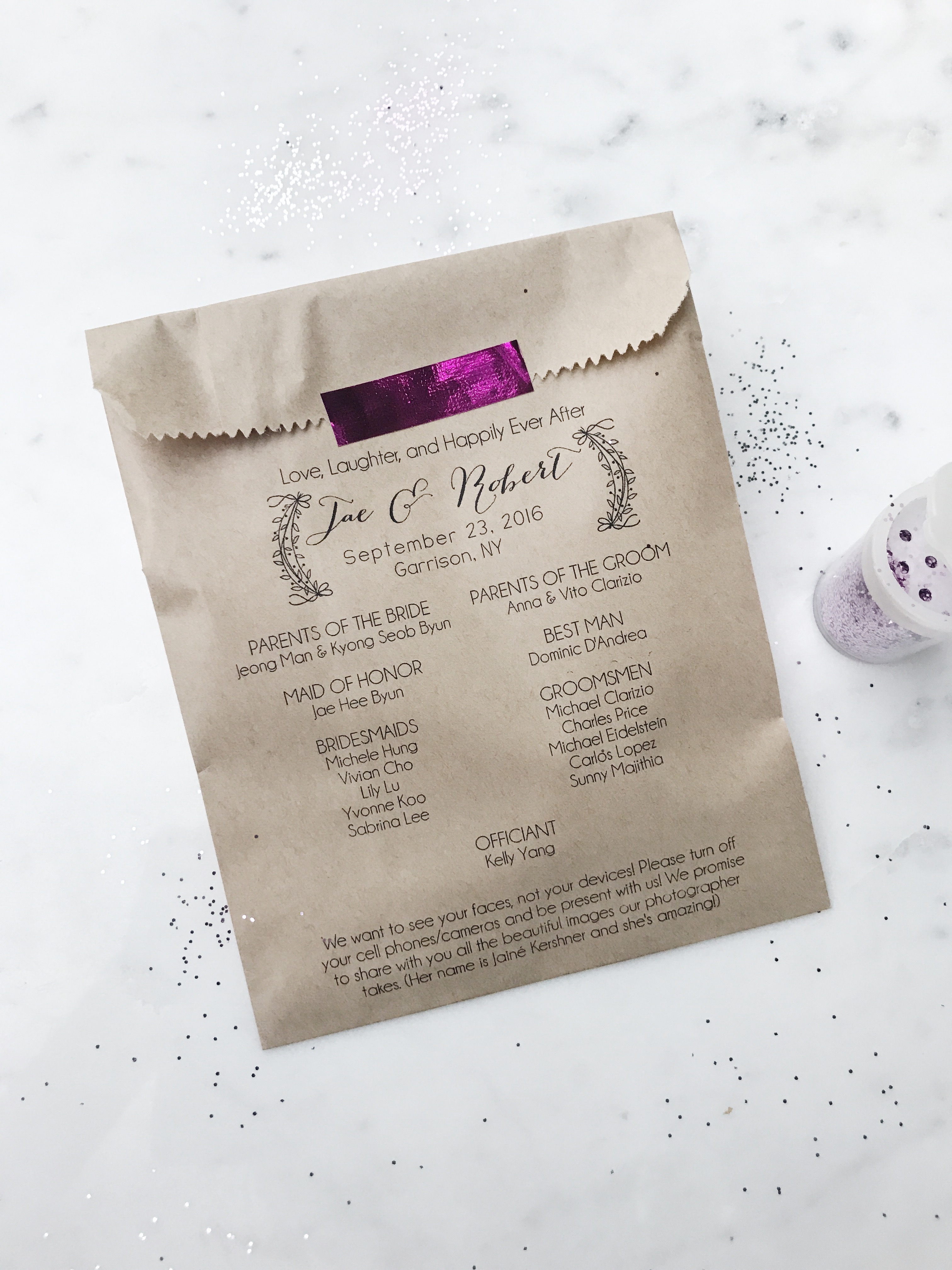 Love Laughter Wedding Program Bag - SALTED Design Studio