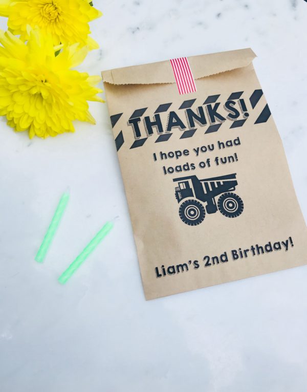 Construction Party Birthday Loot Favor Bags