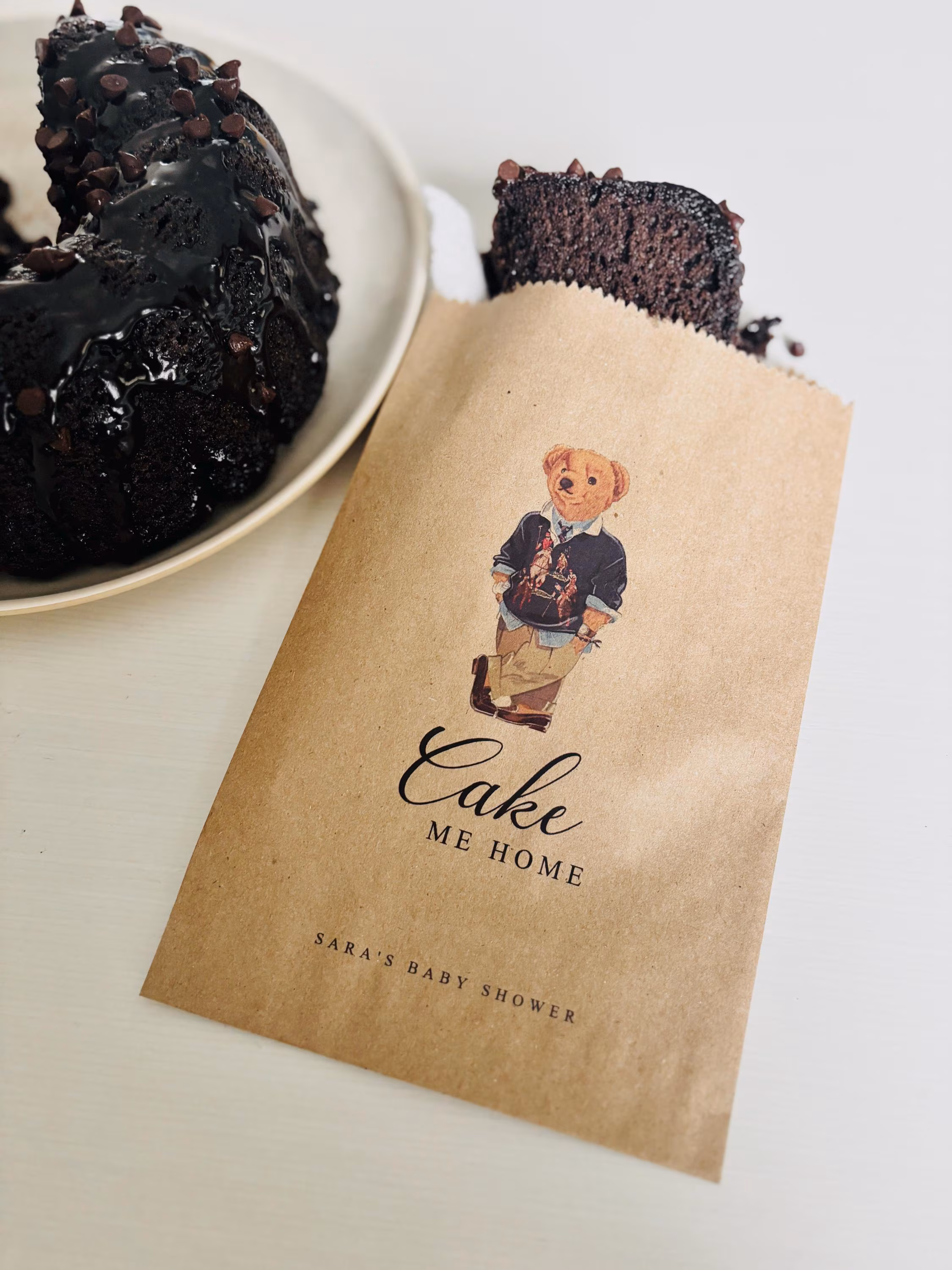 Custom color printed RL Teddy Cake Me Home  Baby Shower Cake bags